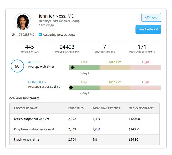 Provider Profile in ReferralMD Referral Management System