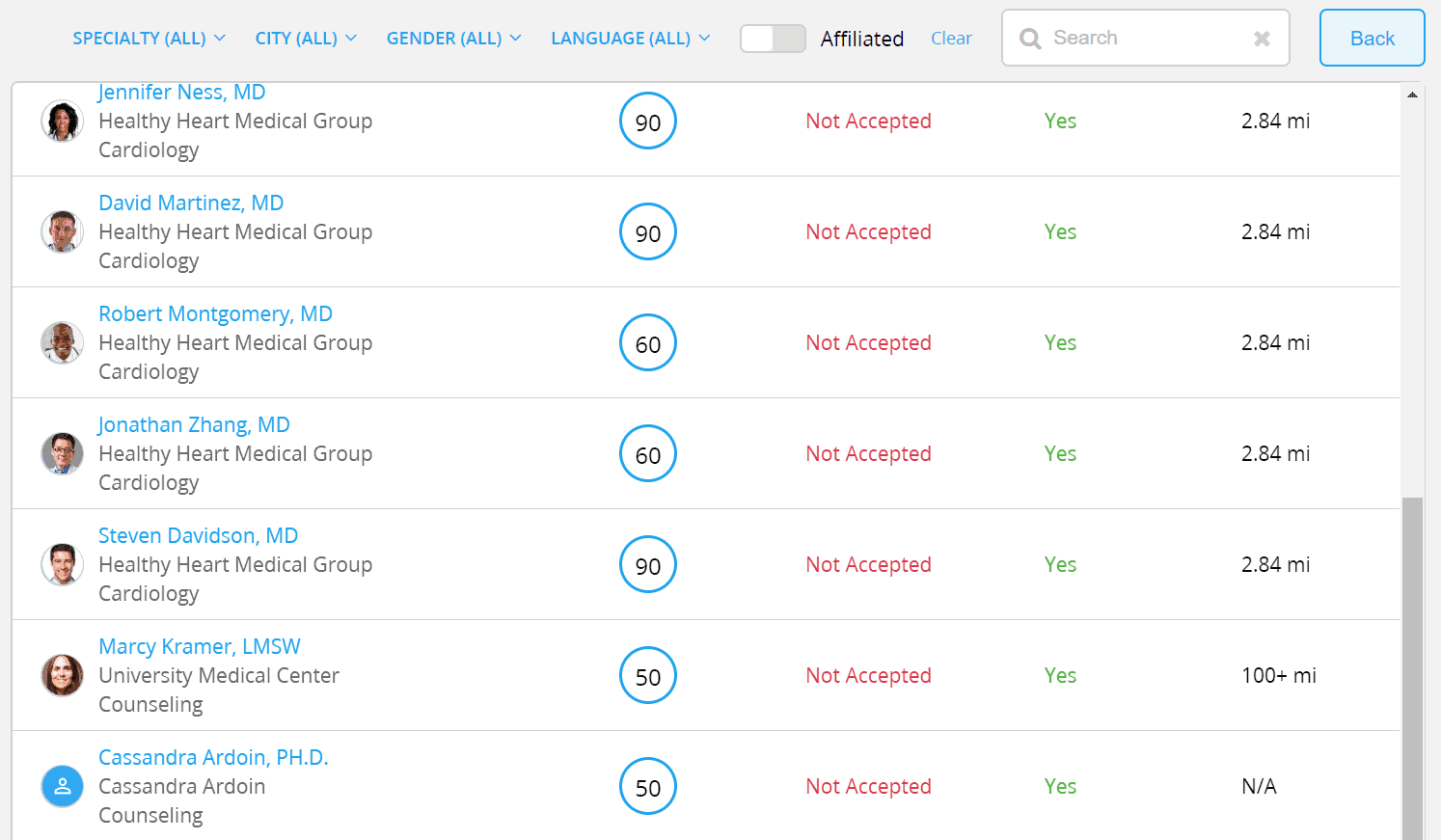 SmartMATCH Provider Search