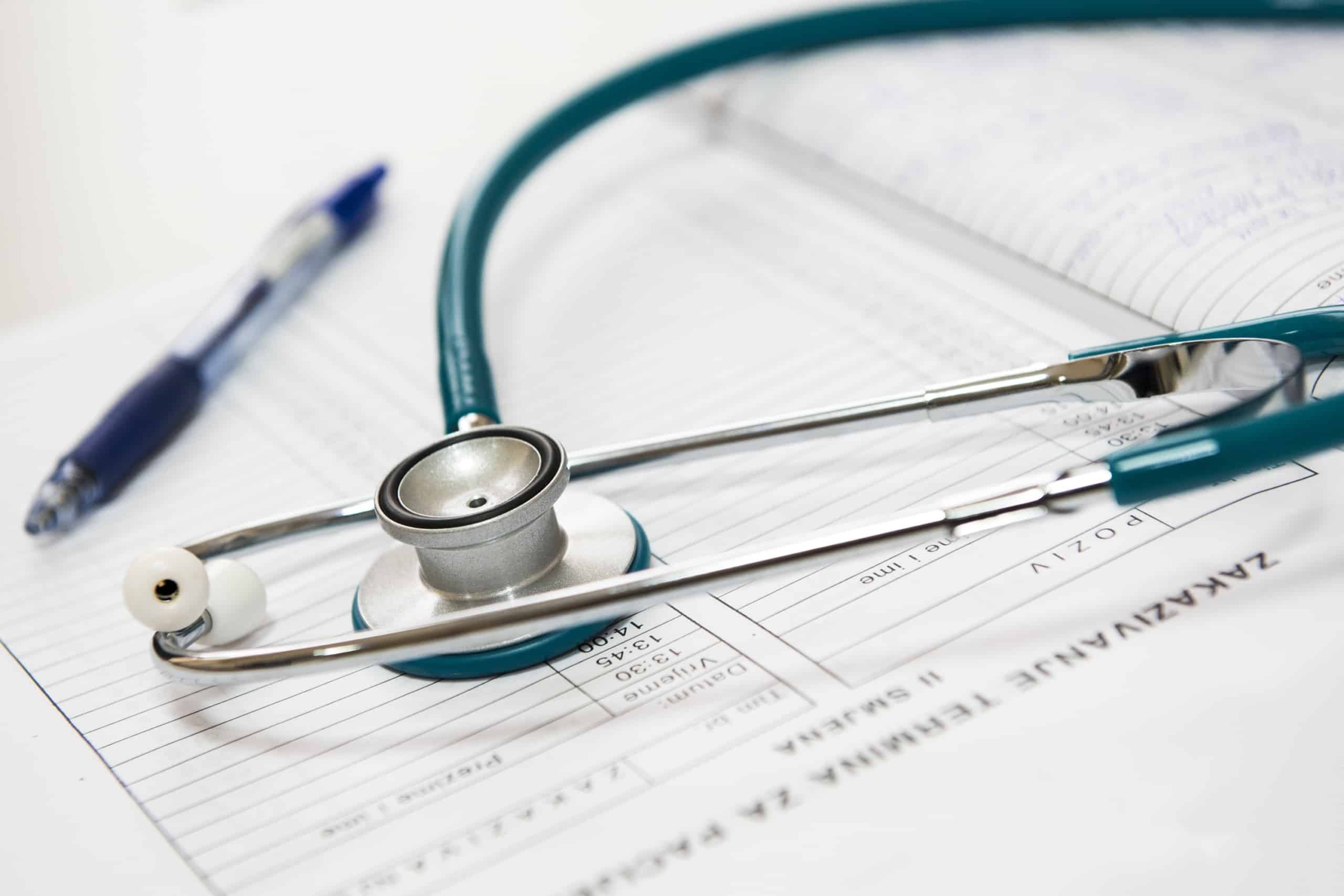 Blue and silver stetoscope