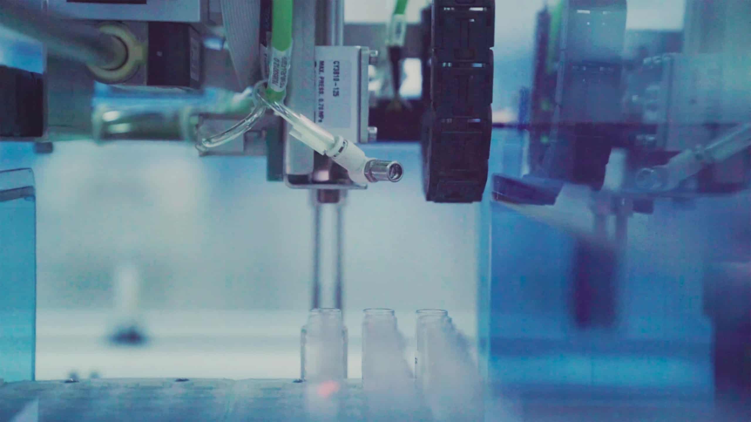 Laboratory. Automated process where samples are being analyzed from transporttubes in large Dutch lab.
