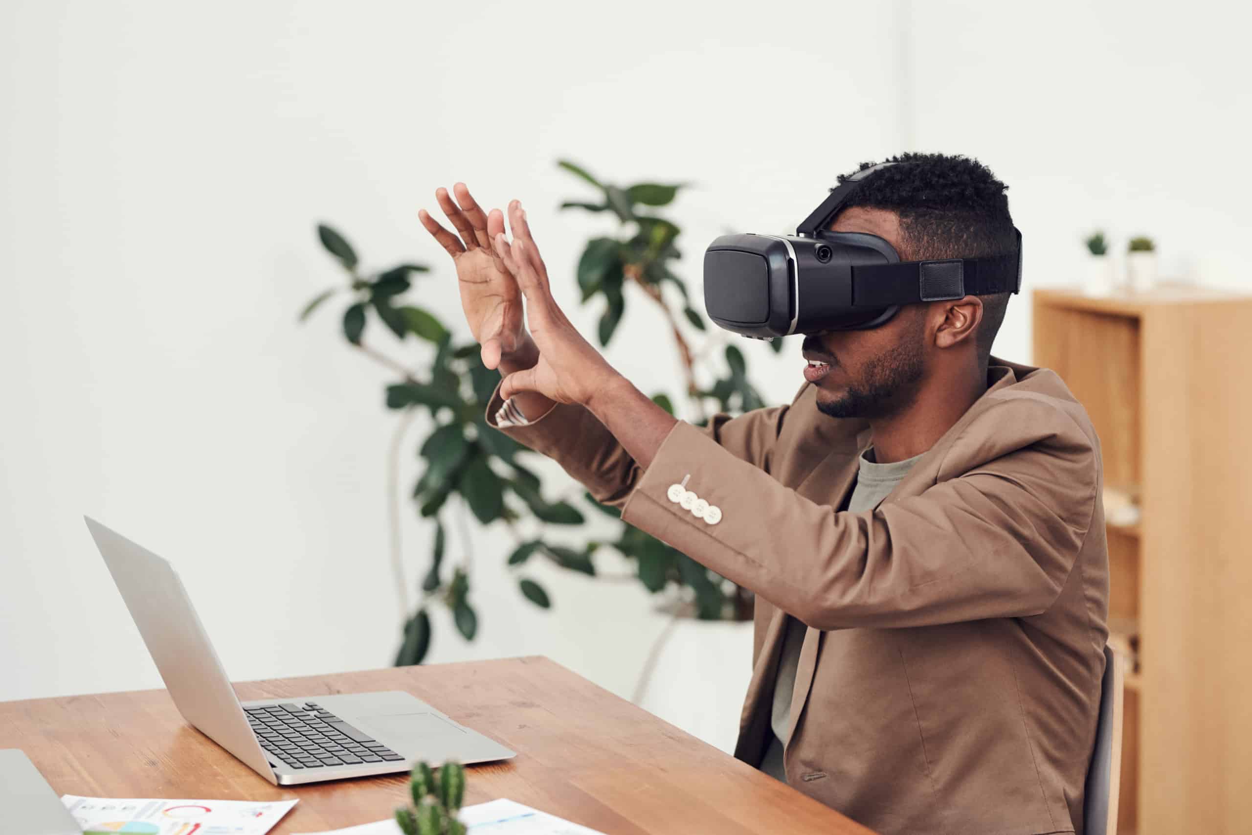 Man using vr goggles