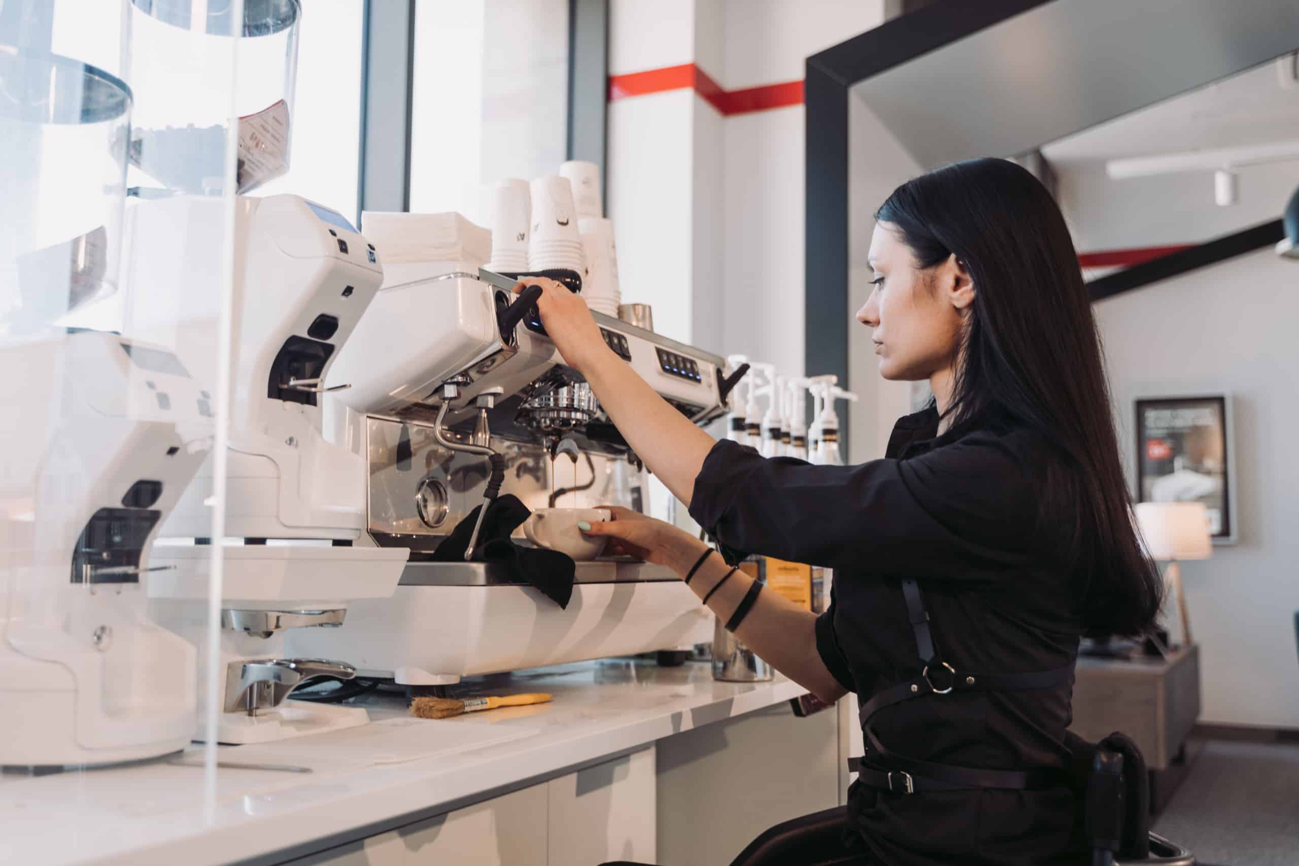 Woman making coffee