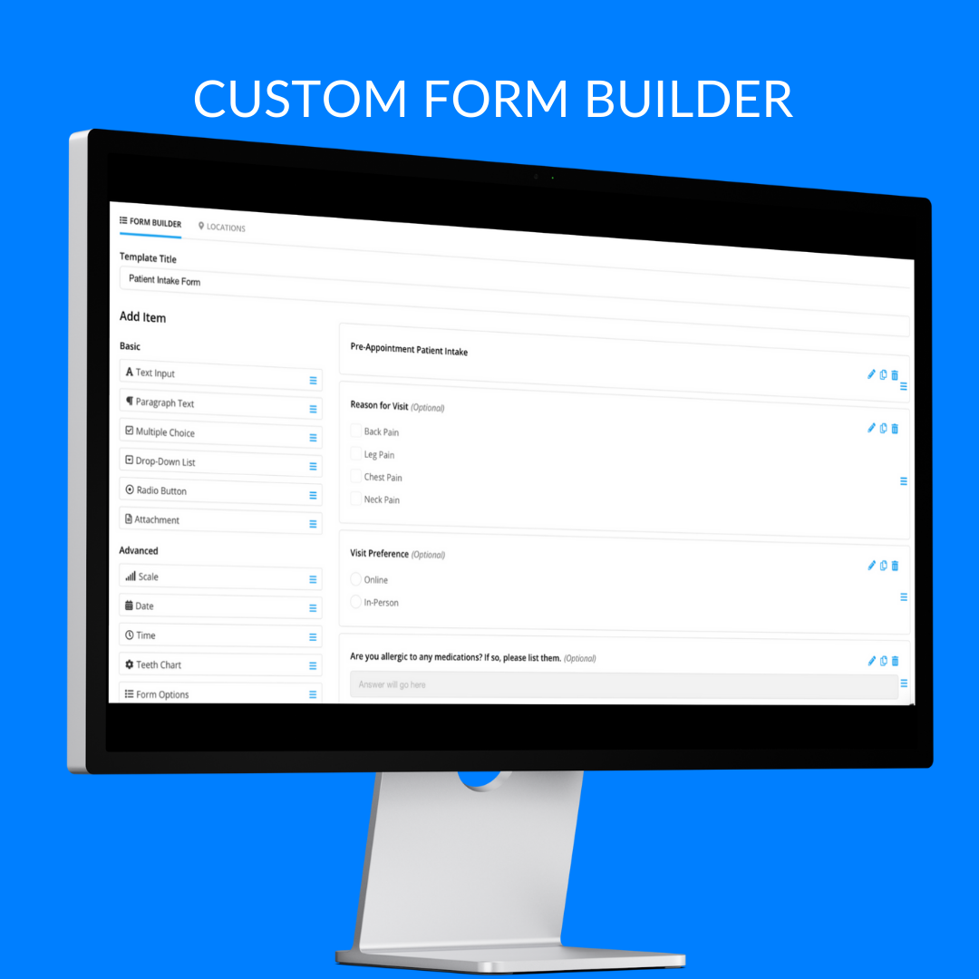 Custom Form builder for Digital Patient Intake