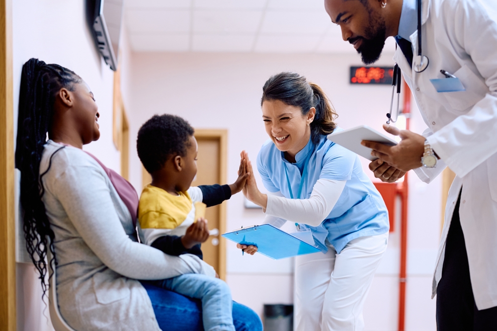 Small,African,American,Kid,Giving,High,Five,To,Pediatric,Nurse Primary Care Providers use ReferralMD to manage their inbound and outbound referrals.